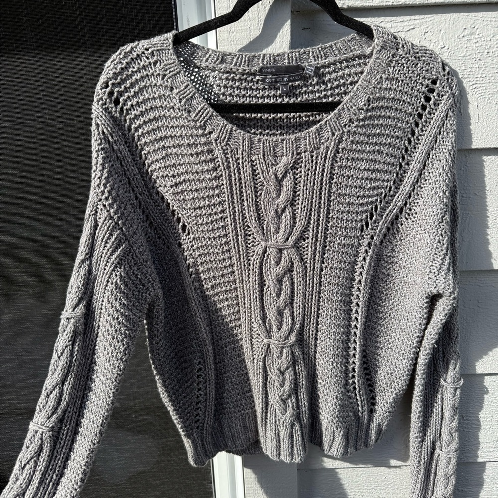 Vince Gray Cable Knit Sweater Size Large